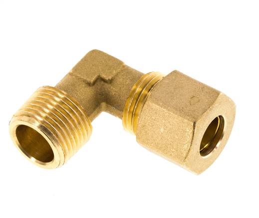 Elbow compression ring fitting R 3/8-10 (M16x1.5)mm, brass