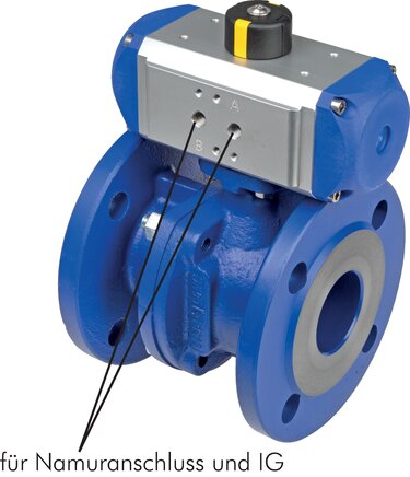 Exemplary representation: Flanged ball valve with pneumatic quarter-turn actuator