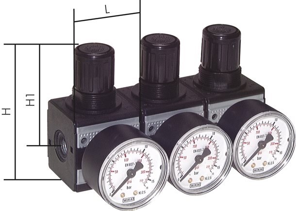 MULTIFIX Pressure regulator, lockable, rowassy. G 1/4, 0,1 to 3bar,  Multifix 0 (RB014-3K) - Landefeld - Pneumatics - Hydraulics - Industrial  Supplies