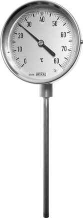 Wika Bimetallic thermometer, vert-ical D100/0 to +120°C/100mm